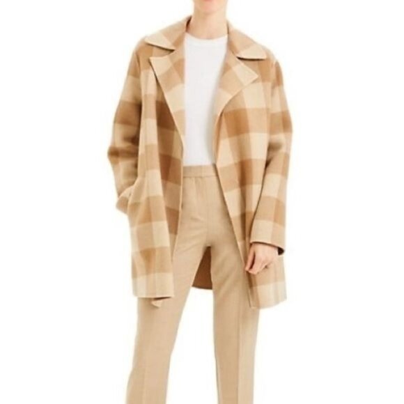THEORY Double-Faced Check Overlay Wool Pea Coat NWT - Picture 2 of 14